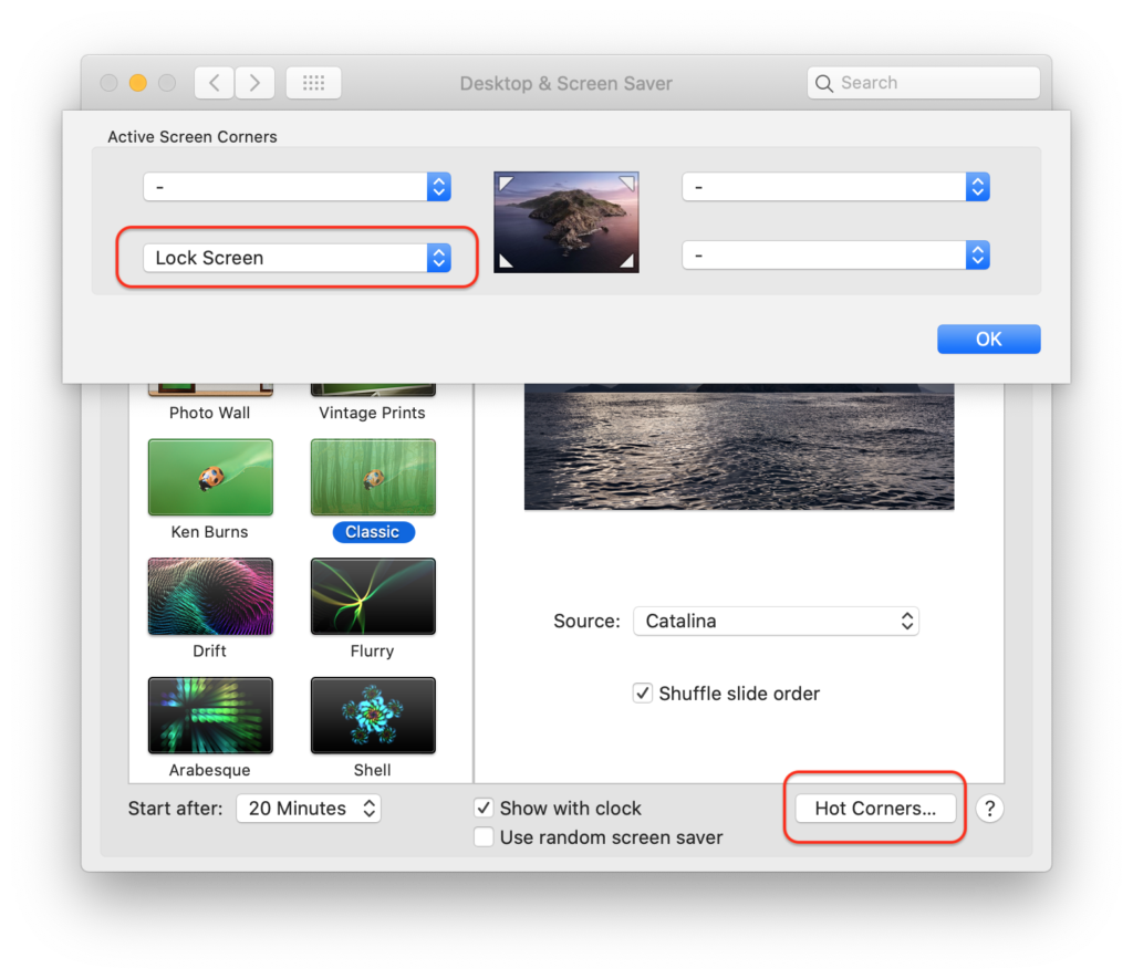 How to set up Hot Corners in macOS to lock screen