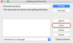 macOS Spellcheck - Spelling and Grammar Window - Learn Spelling