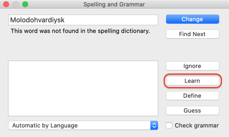 spell check not underlying words word for mac