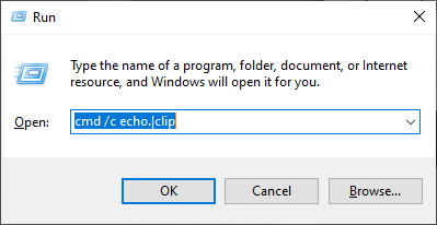 Windows + R Command to Clear Clipboard