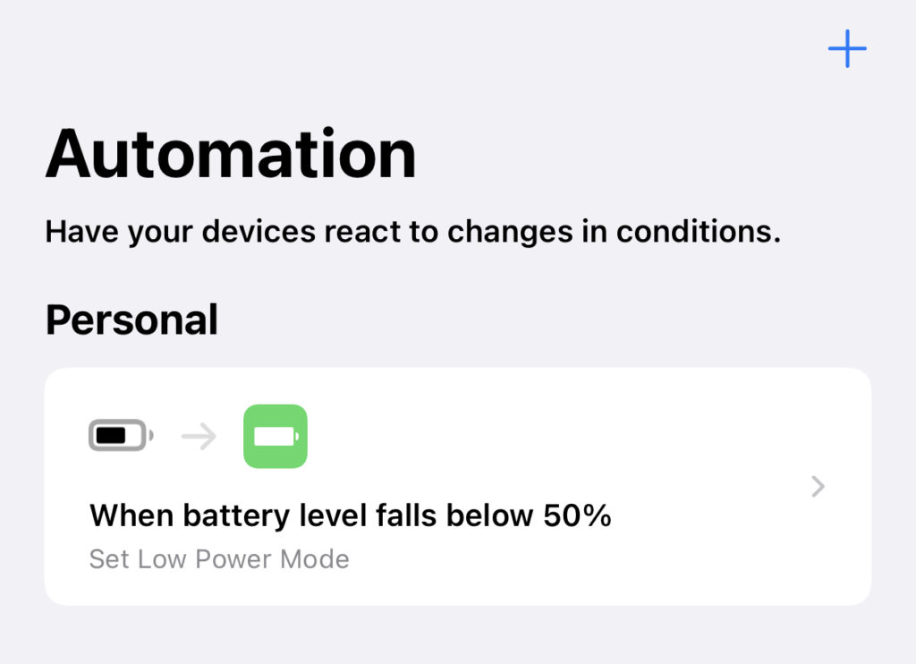 Battery Level Shortcuts Automation