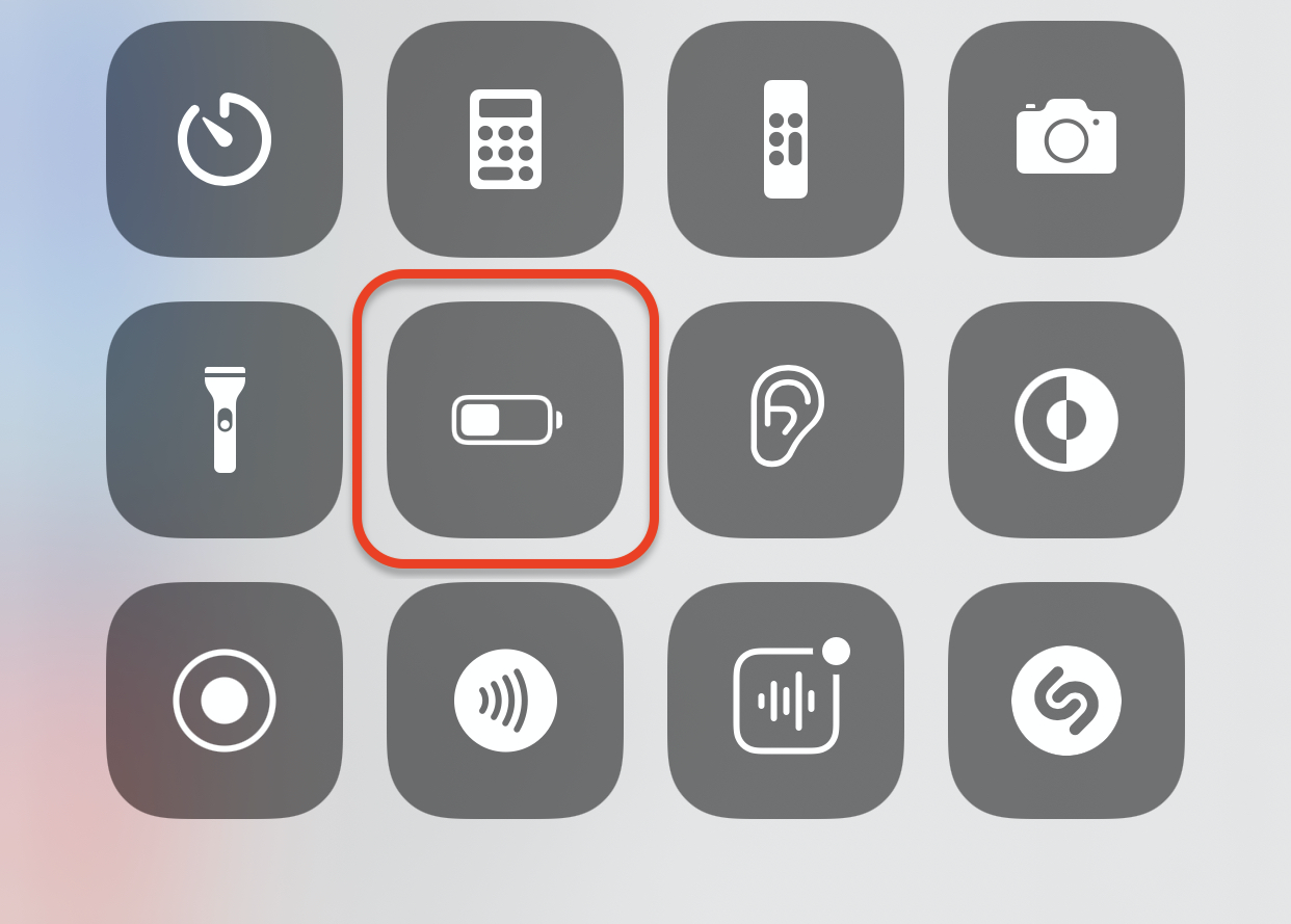 Low Power Mode Button in Control Center on iPhone