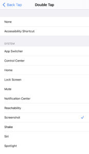 Turning on Back Tap for Screenshots in iPhone Settings App