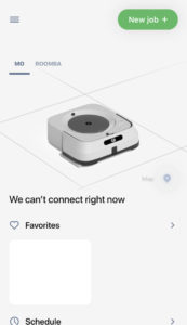 Braava mop in iRobot Home app - We cant connect right now